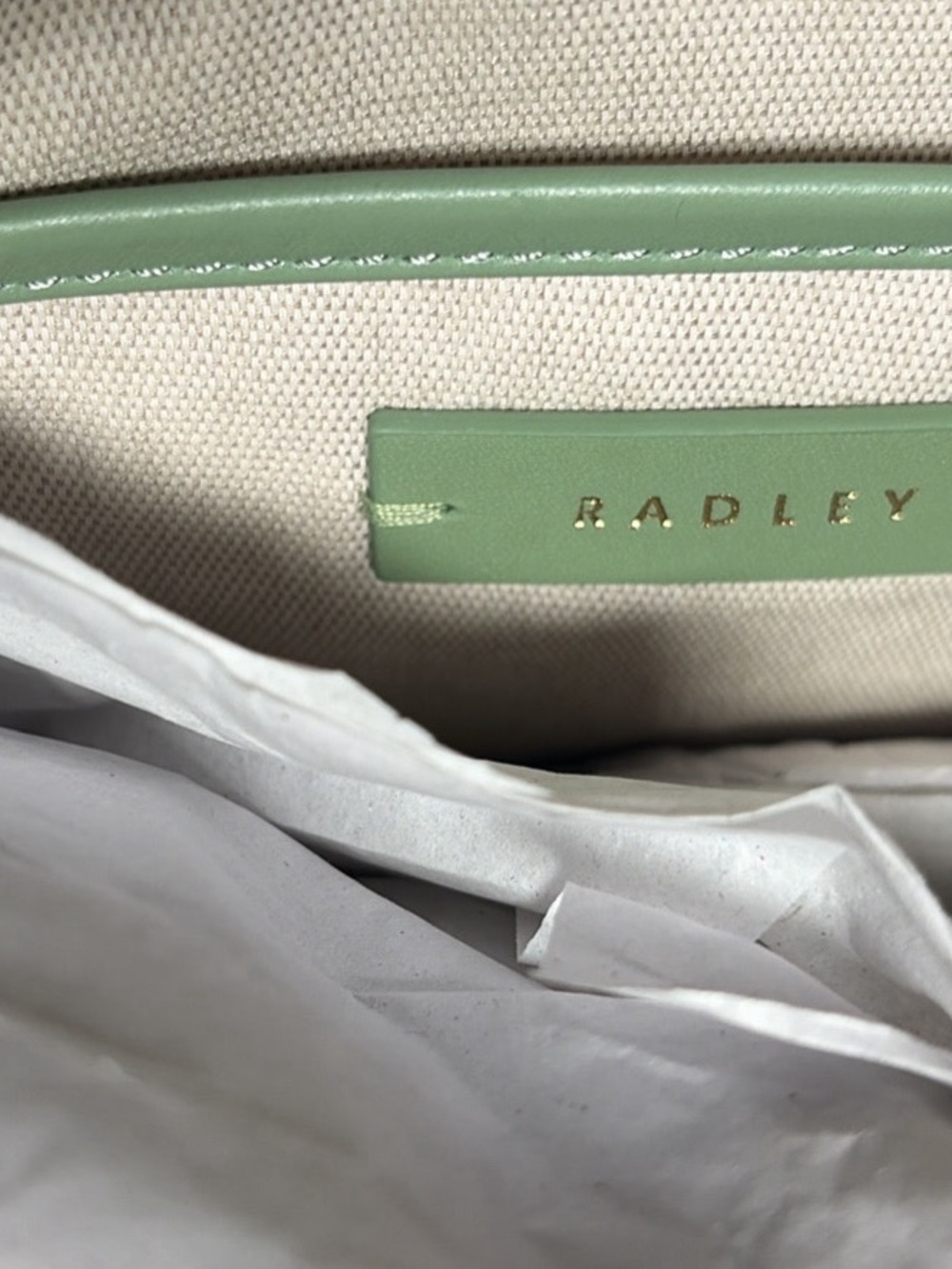 RADLEY LONDON Mint Green Leather Crossbody Bag with Gold Zip - Picture 5 of 6